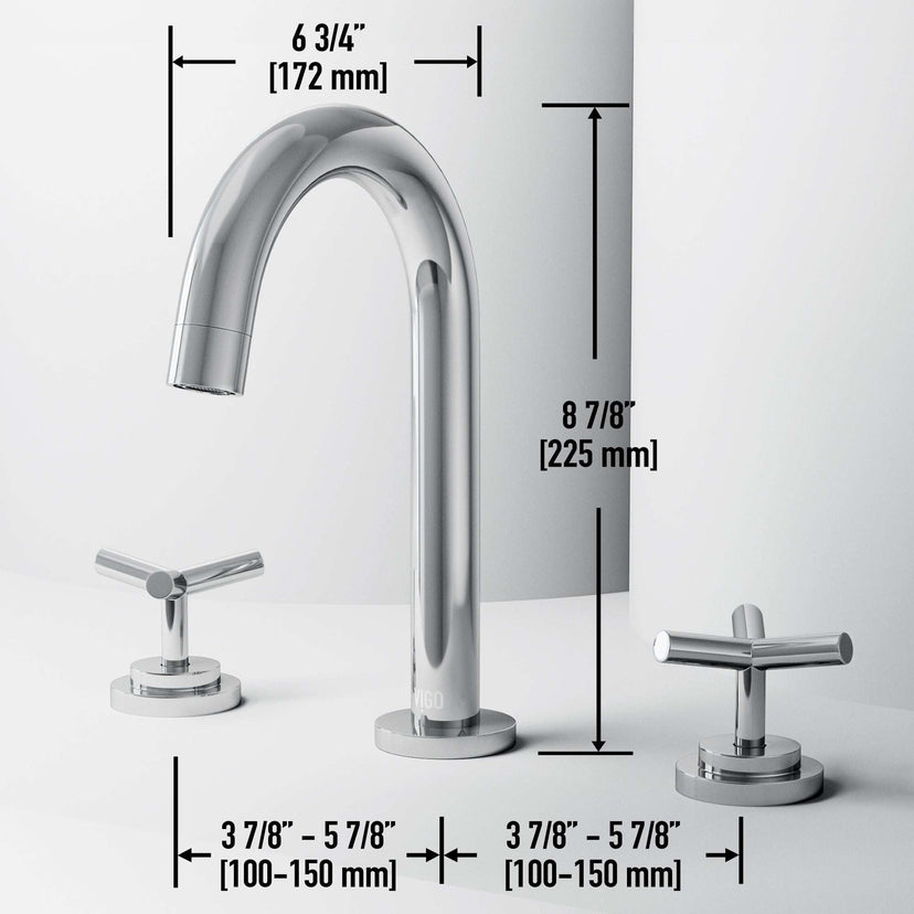 High arc spout bathroom faucet in chrome with included mounting hardware