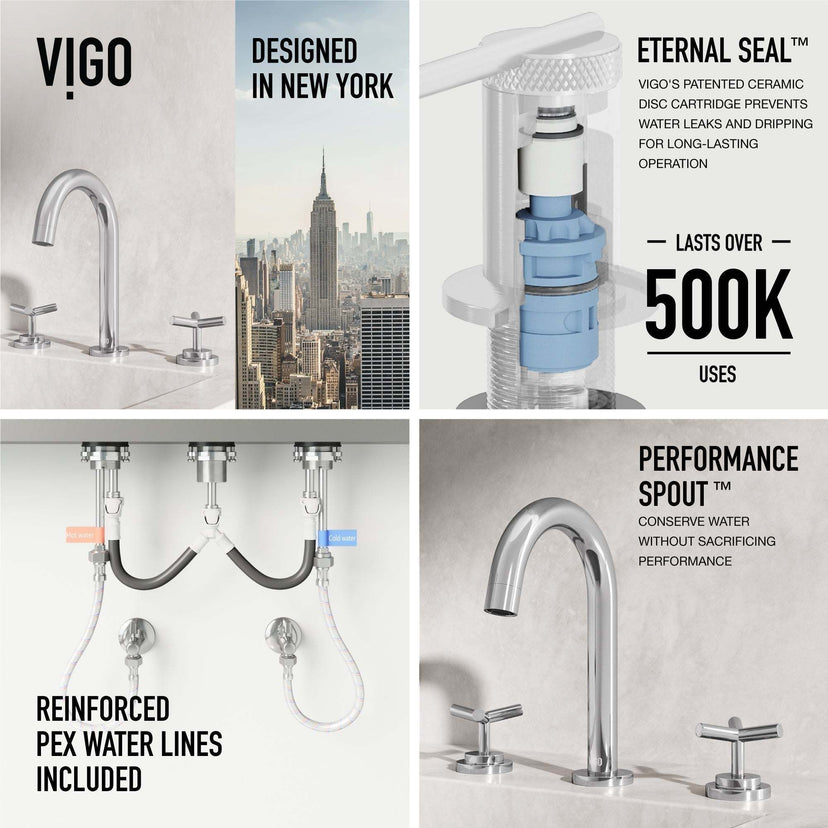 Ceramic disc cartridge faucet with low lead and hot/cold indicators in chrome