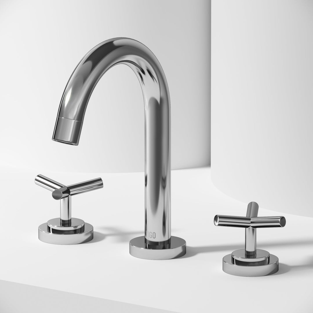 Modern bathroom faucet with corrosion resistant finish and high arc spout