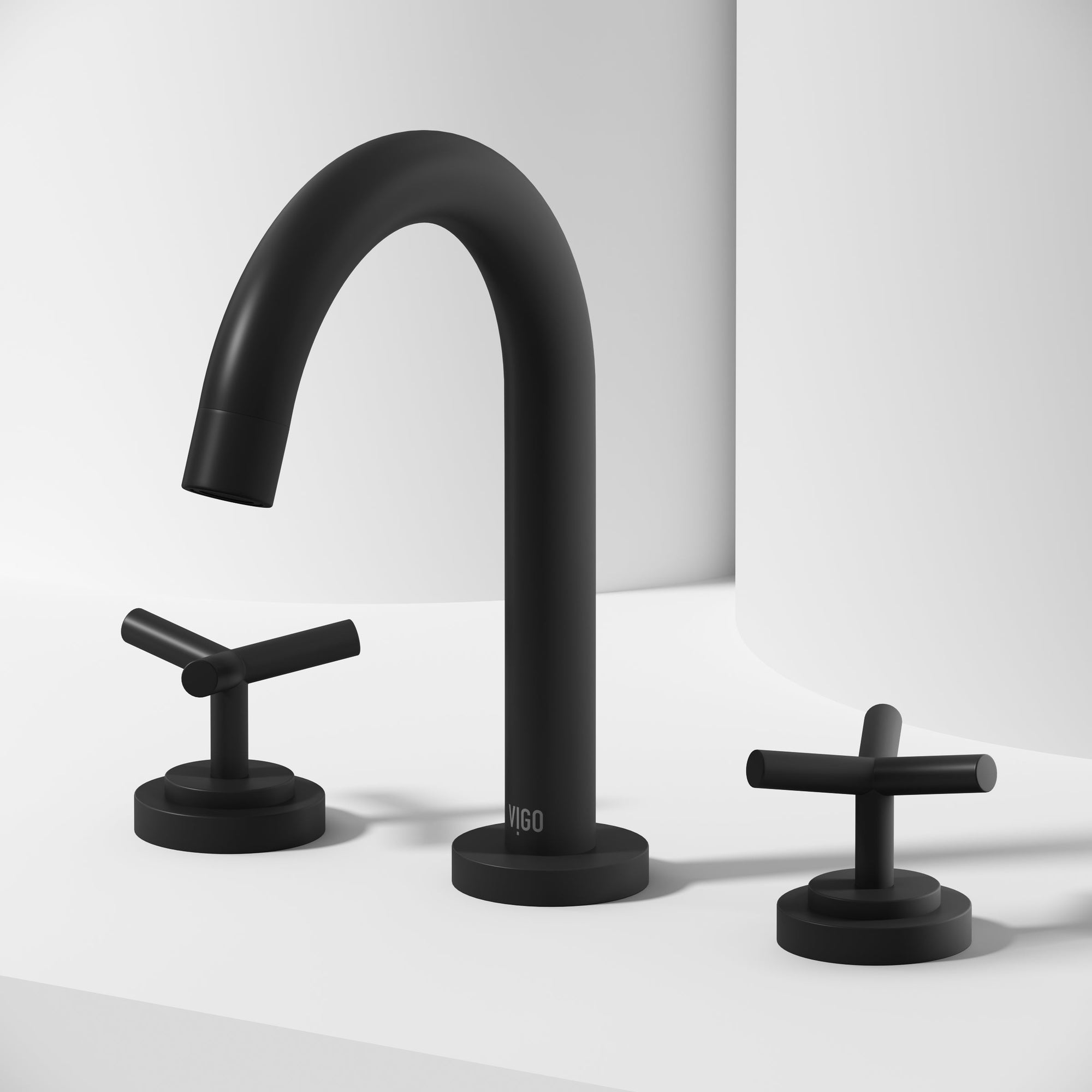 Drip free widespread faucet with hot/cold indicators and matte black design