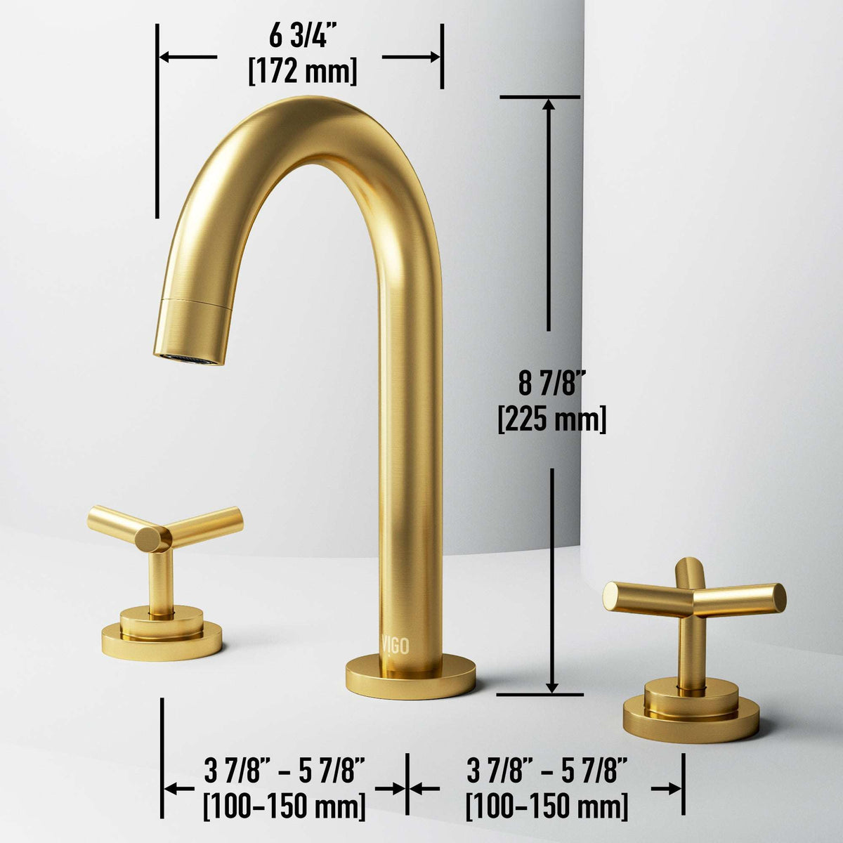 High arc spout bathroom faucet in matte brushed gold with included mounting hardware