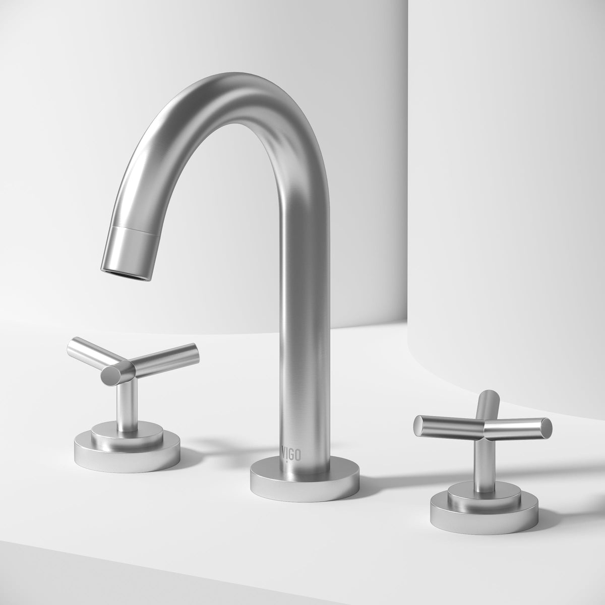 VIGO Jewel 9 in. matte black widespread bathroom faucet with arched spout and Y-shaped handles