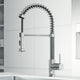 Chrome single handle pull-down kitchen faucet with high-arc gooseneck spout