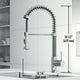 Deck-mounted chrome faucet with ceramic disc cartridge and pull-down sprayer