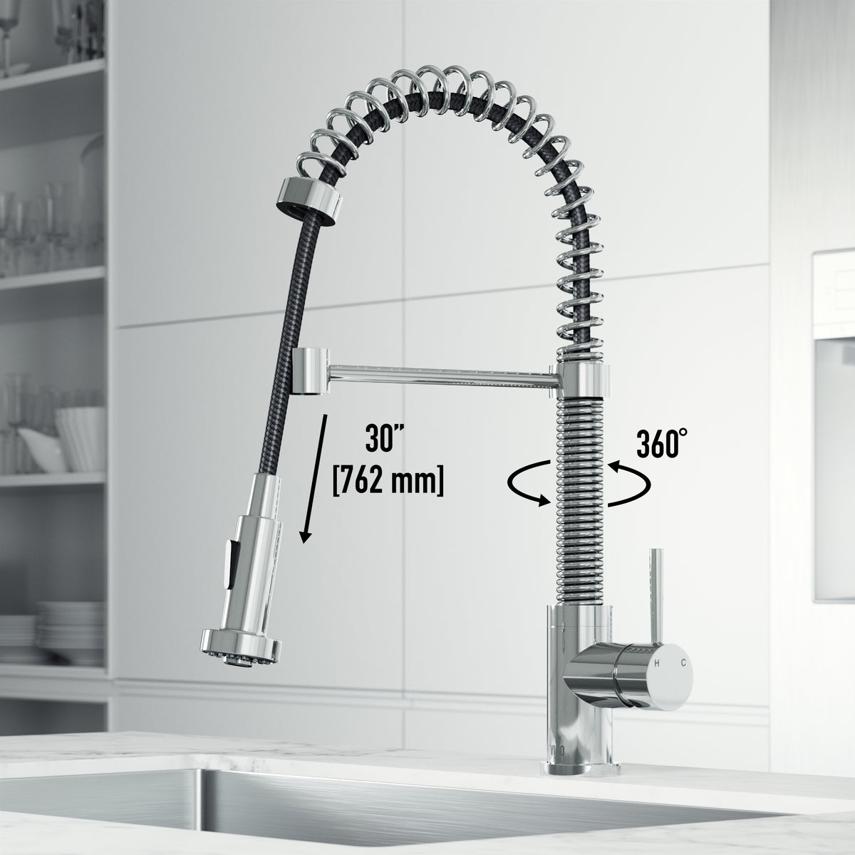 Chrome finish kitchen faucet with lever handle and spot-resistant surface