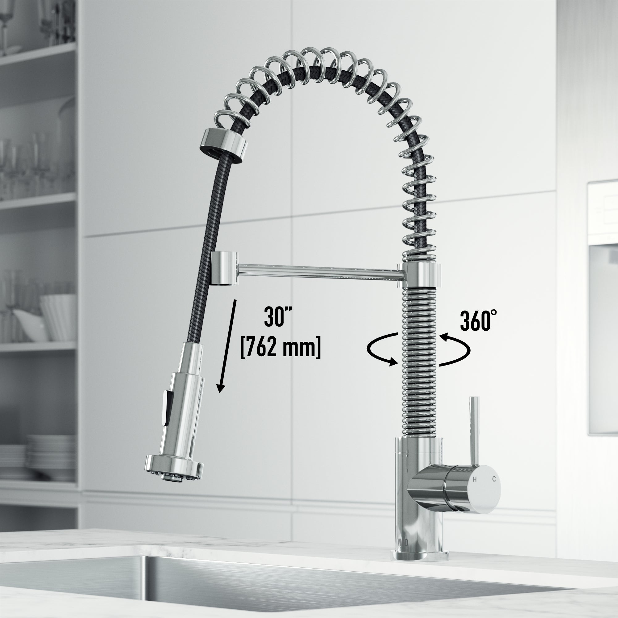 Chrome finish kitchen faucet with lever handle and spot-resistant surface