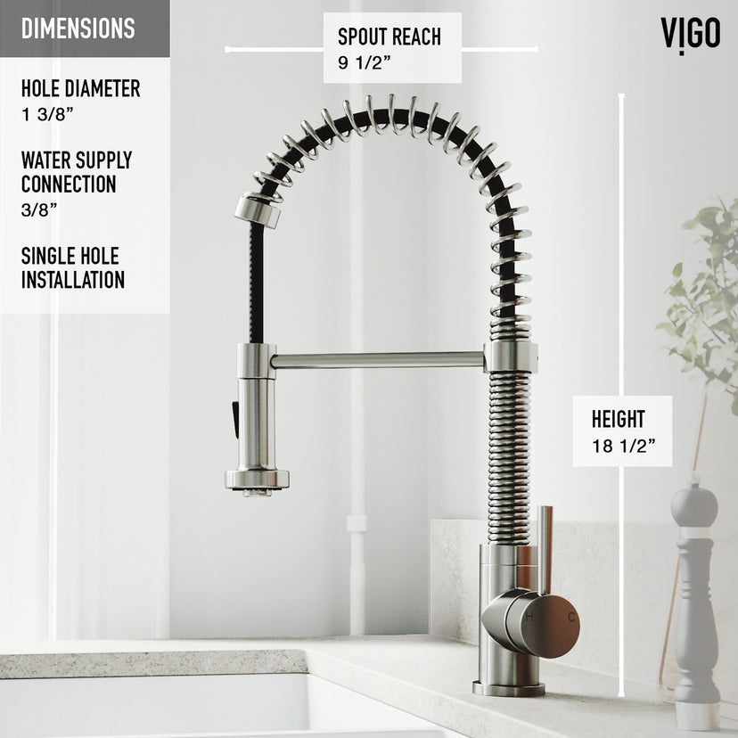 Edison Single Handle Pull-Down Sprayer Kitchen Faucet Set with Soap Dispenser in Stainless Steel