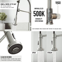 Edison Single Handle Pull-Down Sprayer Kitchen Faucet Set with Soap Dispenser in Stainless Steel