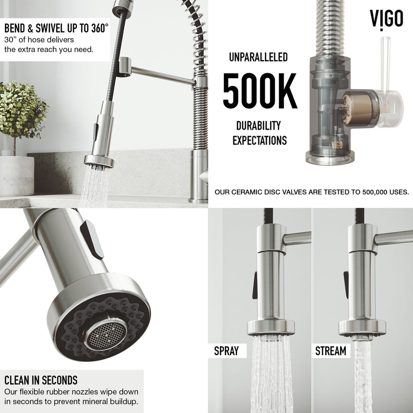 Edison Single Handle Pull-Down Sprayer Kitchen Faucet Set with Soap Dispenser in Stainless Steel