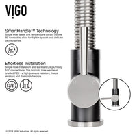 Edison Single Handle Pull-Down Sprayer Kitchen Faucet Set with Soap Dispenser in Stainless Steel and Matte Black