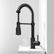 Matte black single handle kitchen faucet with pull-down sprayer and gooseneck spout