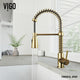 Pull-down sprayer kitchen faucet with matte brushed gold finish and dual mode