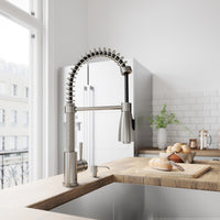 Brant Single Handle Pull-Down Sprayer Kitchen Faucet Set with Soap Dispenser in Stainless Steel