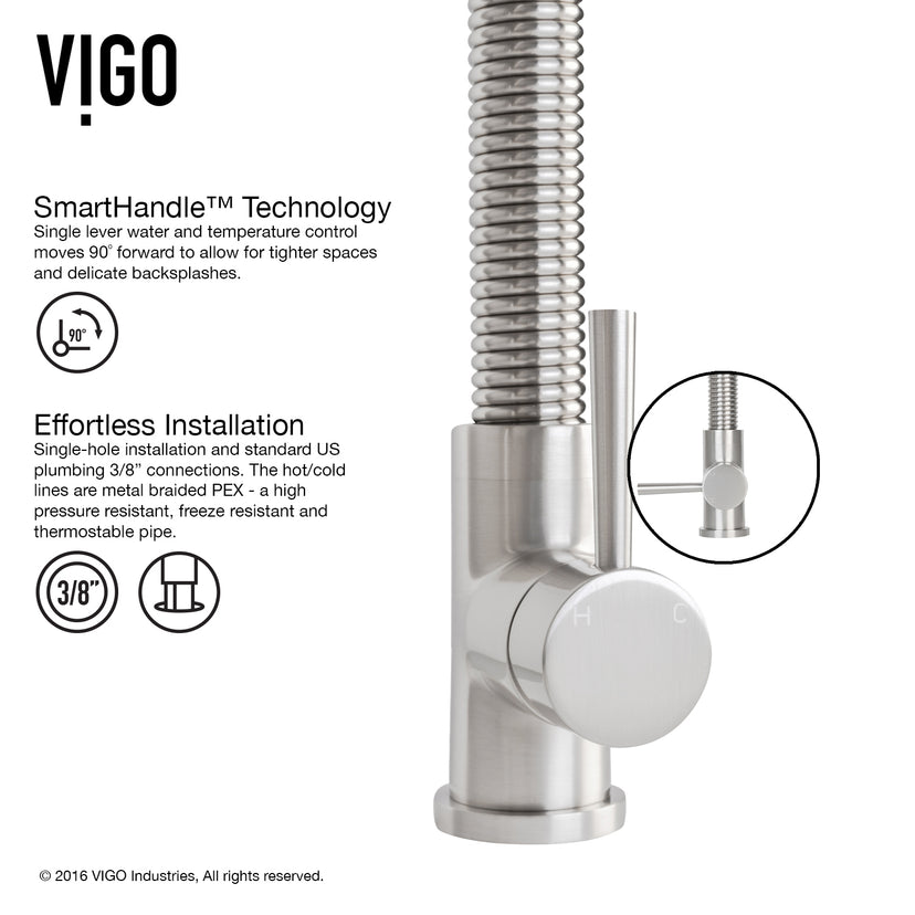 Brant Single Handle Pull-Down Sprayer Kitchen Faucet Set with Soap Dispenser in Stainless Steel