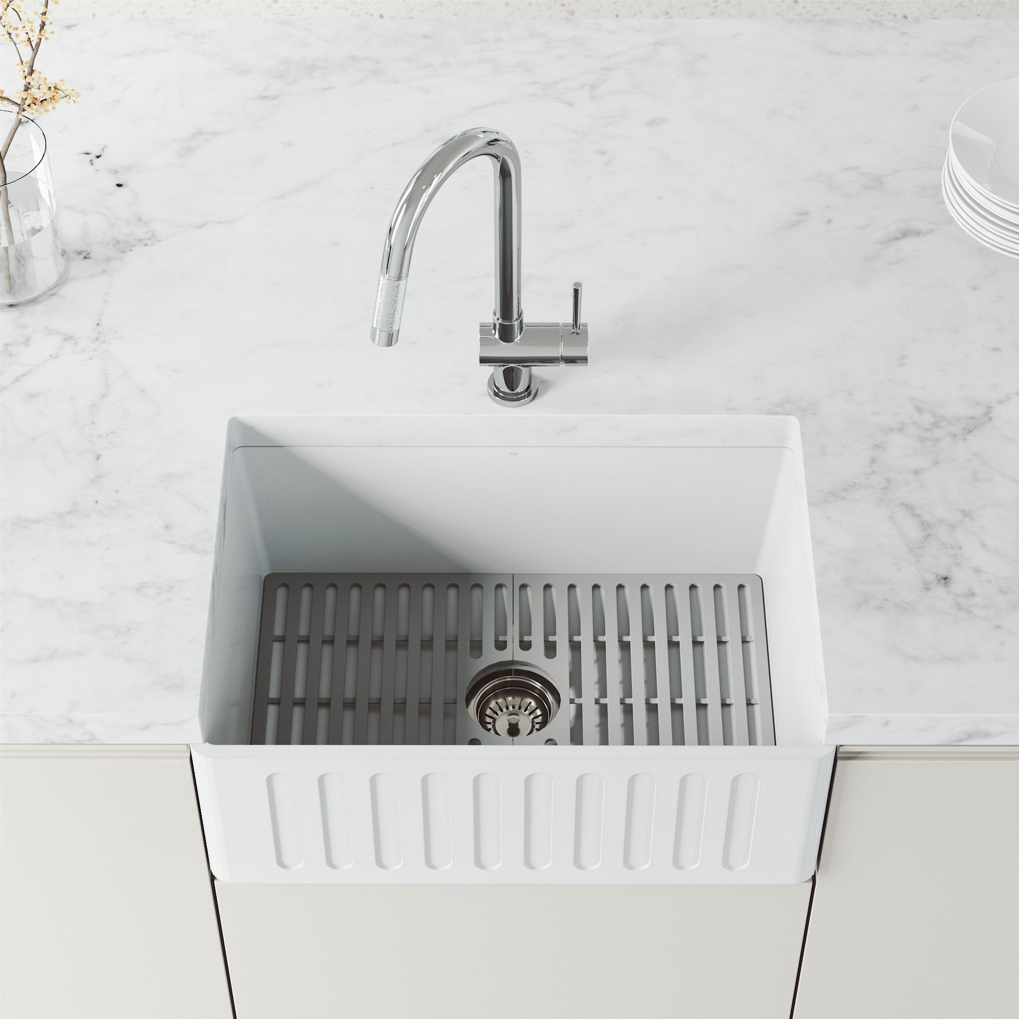 Chrome kitchen faucet with 360-degree spout swivel and spot-resistant finish