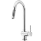 Chrome pull-down kitchen faucet with lever handle and compression connections