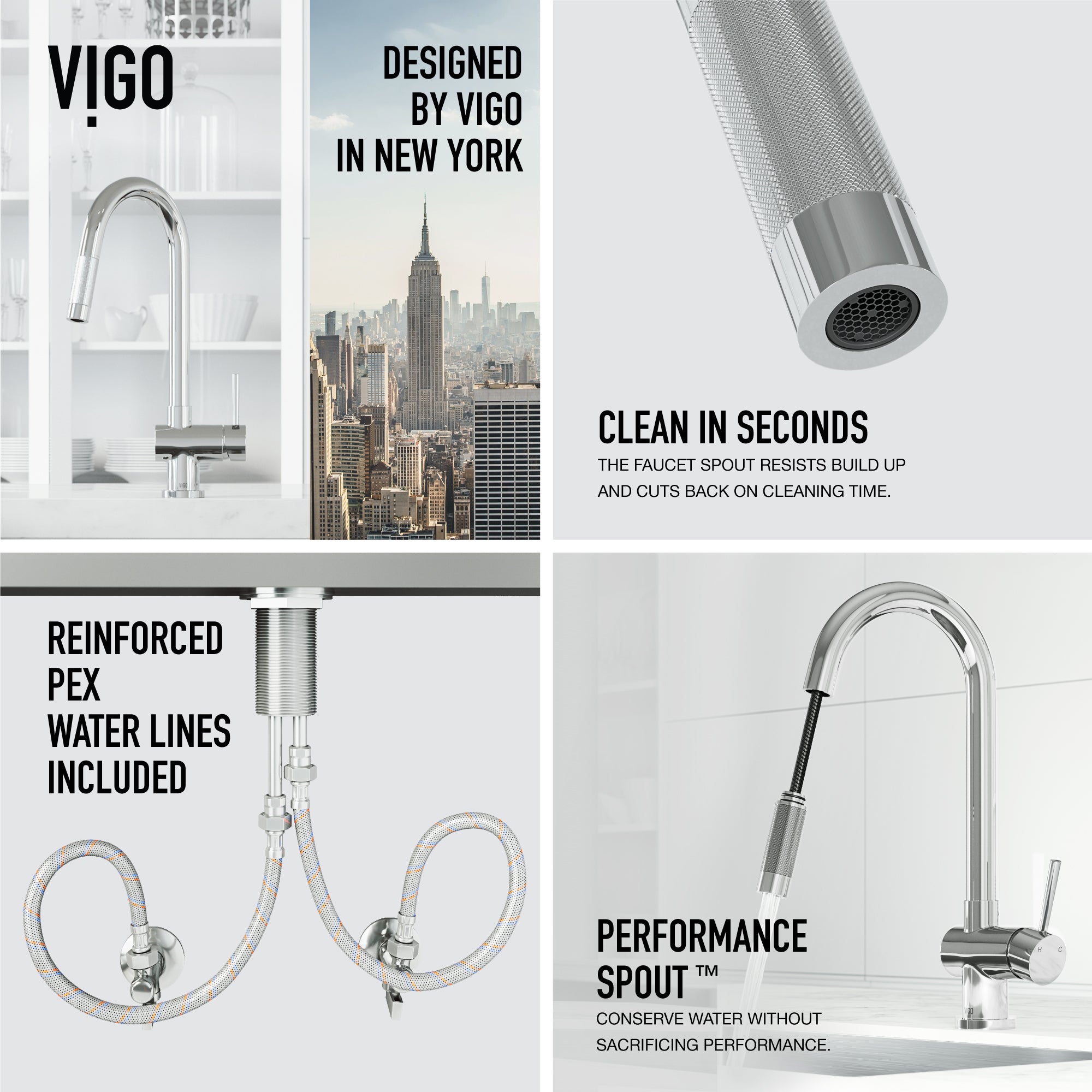 Chrome single handle faucet with ceramic disc cartridge and spot-resistant surface
