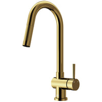 Modern deck mount kitchen faucet with ceramic disc cartridge and 360-degree swivel