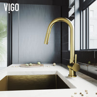 Modern kitchen faucet with pull-down spray and 17-inch assembled height