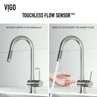 Modern kitchen faucet with ceramic valve, stainless steel finish, and included hardware