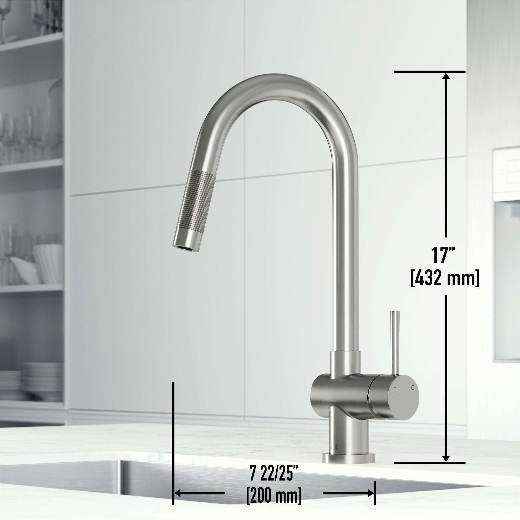 Gramercy – 17 in. H Modern Contemporary Pull-Down Touchless