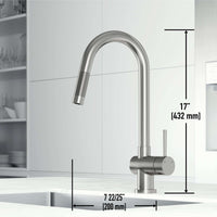 Touchless deck-mount faucet with gooseneck spout and docking station