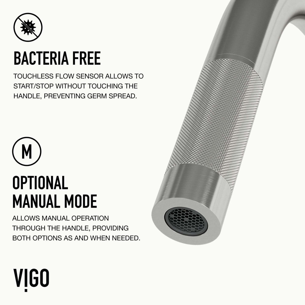 Stainless steel kitchen faucet featuring 360-degree swivel and touchless activation