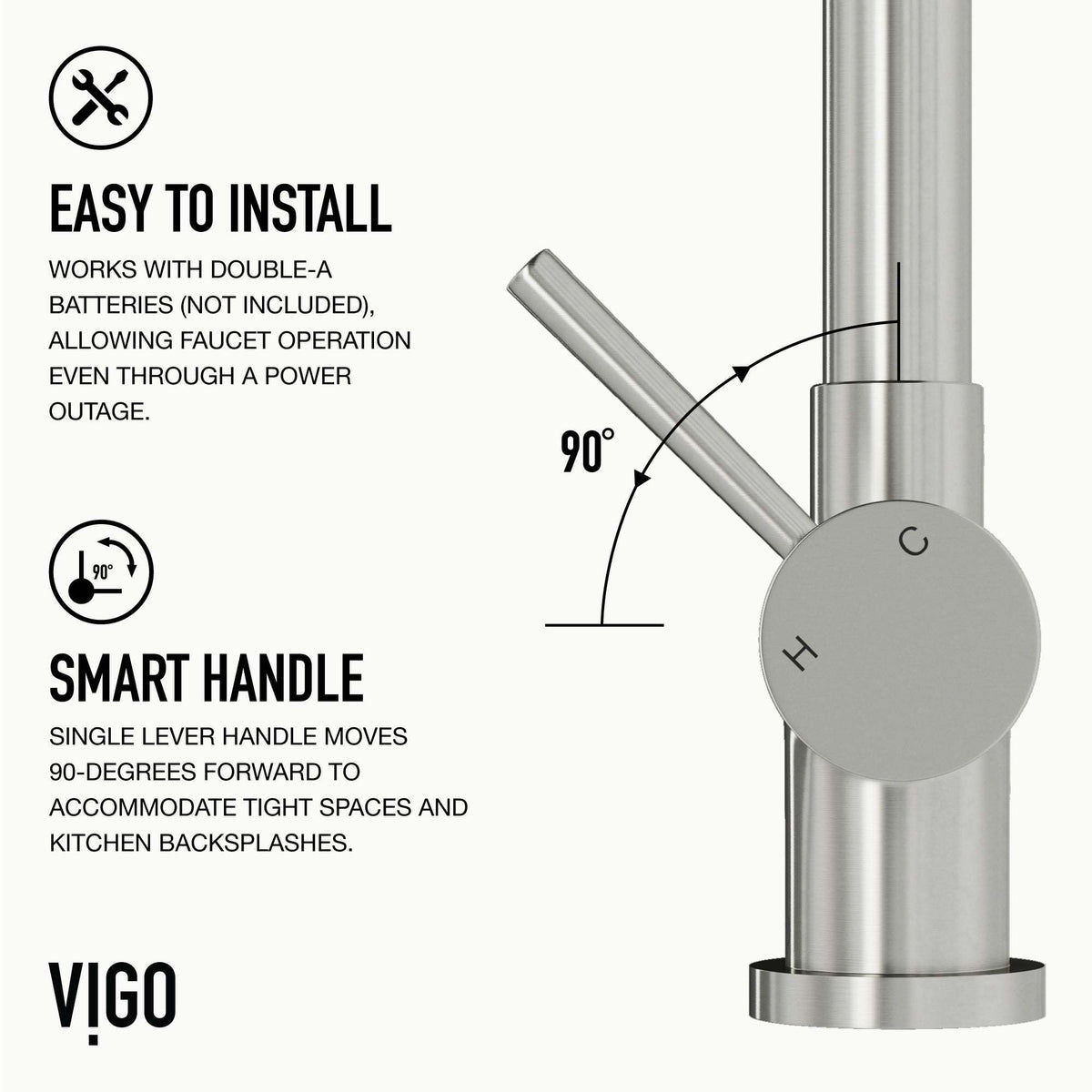Modern single handle faucet with high-arc spout and stainless steel finish