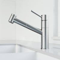 Stainless steel single handle kitchen faucet with high arc spout and pull-out spray