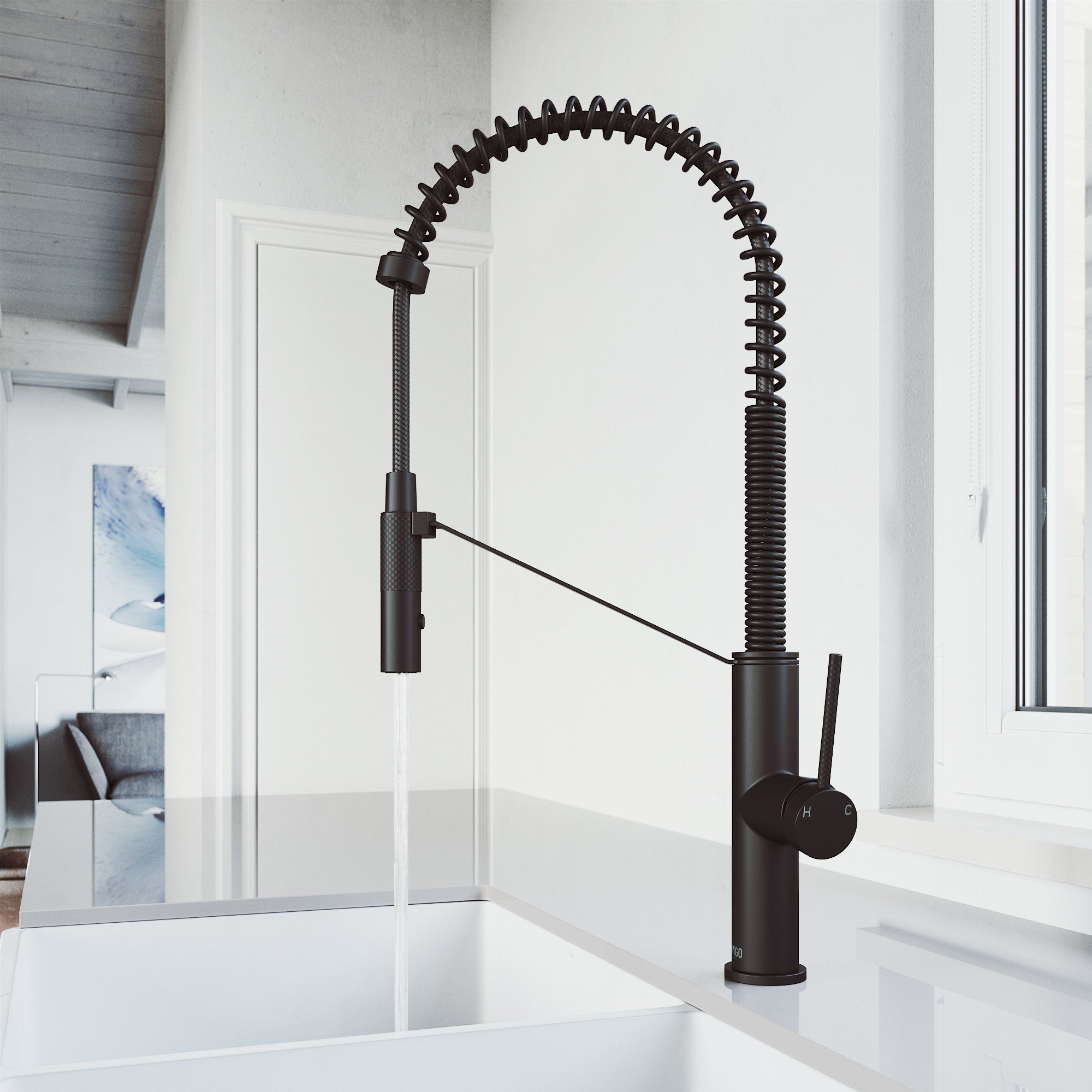 Livingston – 24 in. H Modern Contemporary Pull-Down Kitchen Faucet
