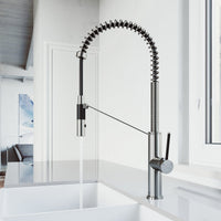Pull-down kitchen faucet with lever handle, dual-mode sprayer, and spot-resistant stainless steel finish