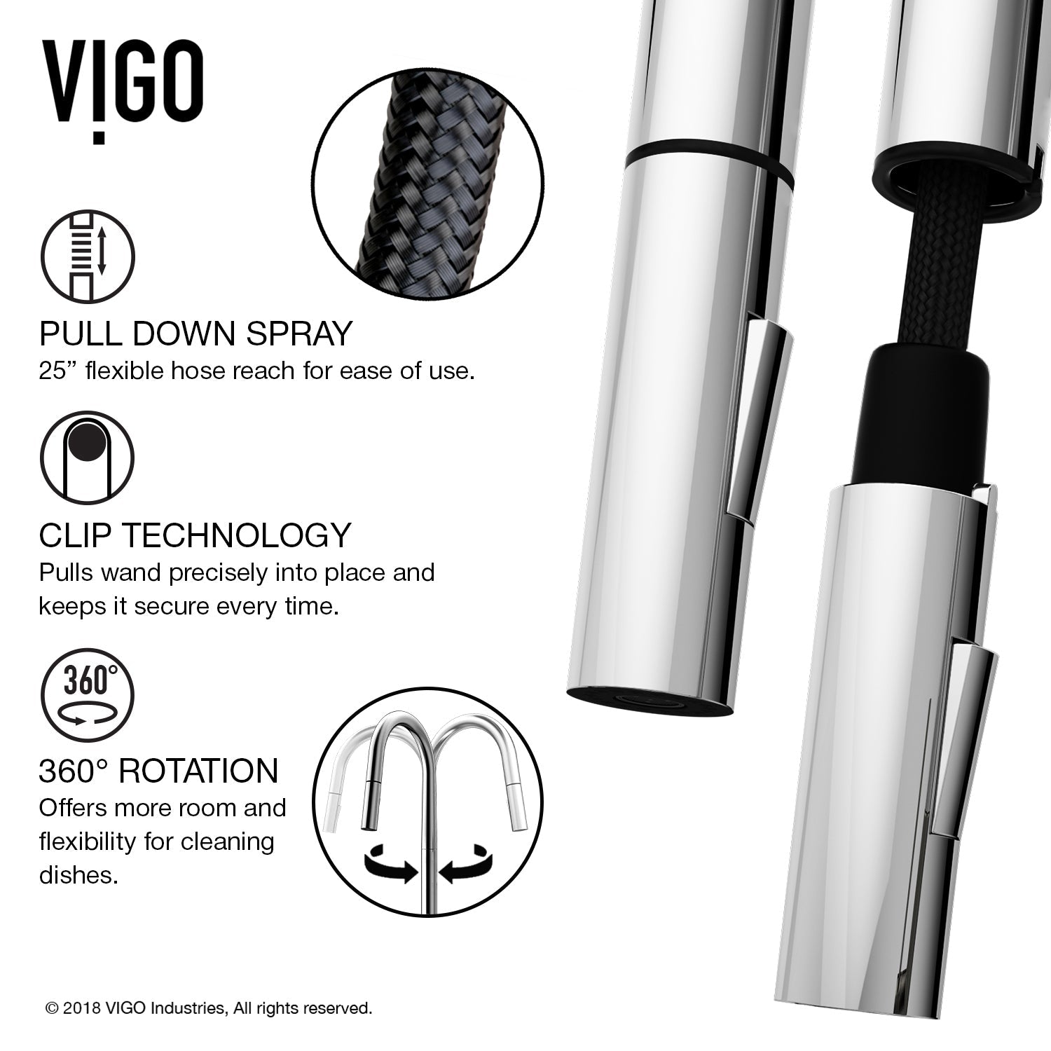 Water-efficient chrome faucet with swivel spout and included supply lines