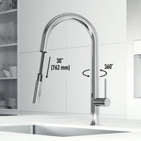Chrome finish single handle faucet with 18-inch assembled height and swivel spout