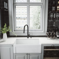Greenwich Single Handle Pull-Down Sprayer Kitchen Faucet Set with Soap Dispenser in Matte Black