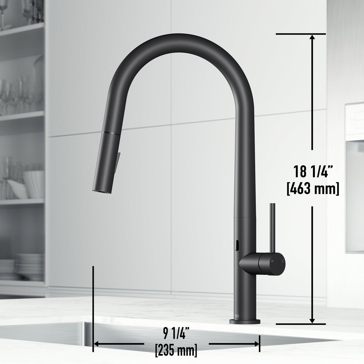 Kitchen faucet with pull-down sprayer, docking technology, and water-efficient design