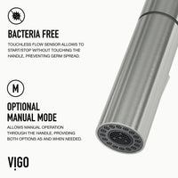 Stainless steel kitchen faucet with 360-degree swivel spout and secure docking for easy cleaning