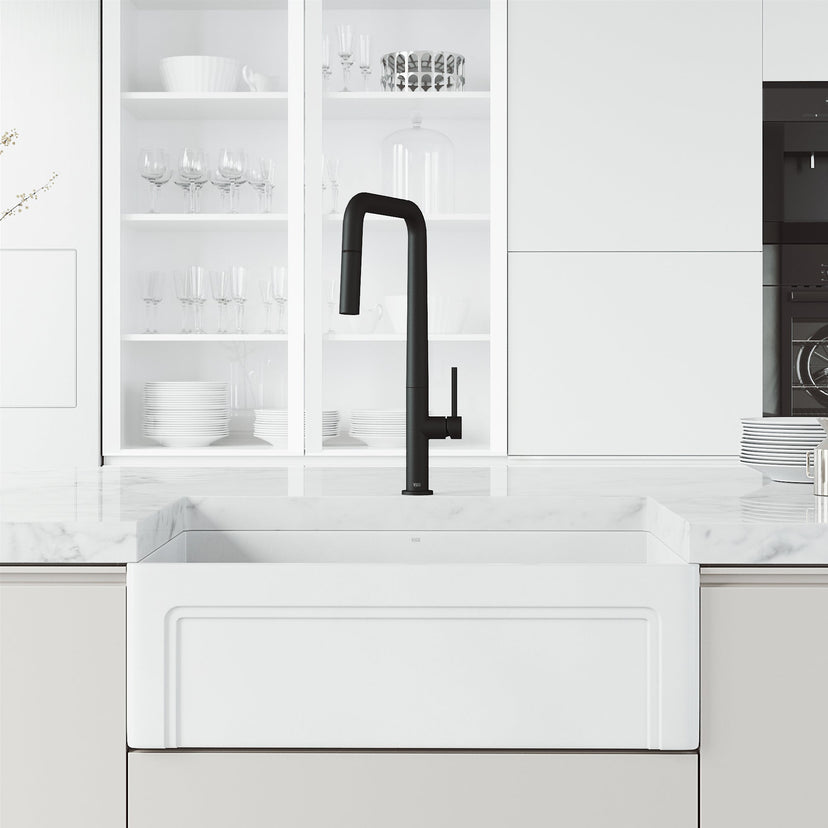 Single handle kitchen faucet with pull-down sprayer and compression connection type