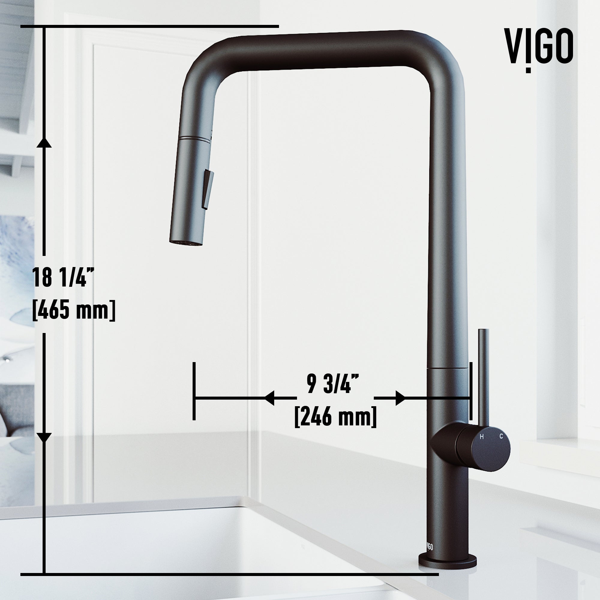 Parsons – 18 in. H Modern Contemporary Pull-Down Kitchen Faucet