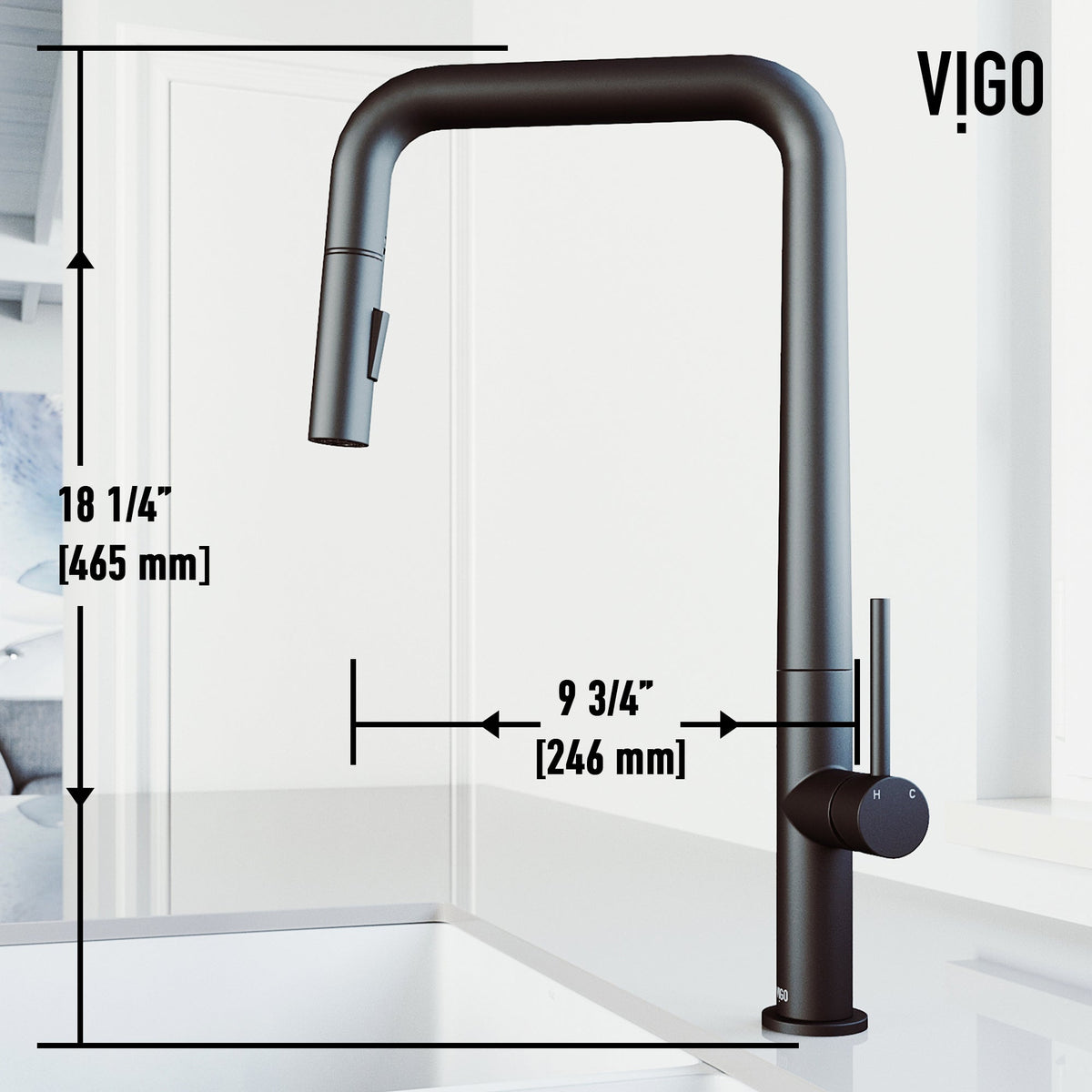 Kitchen faucet with high-arc spout and matte black finish, water-efficient design