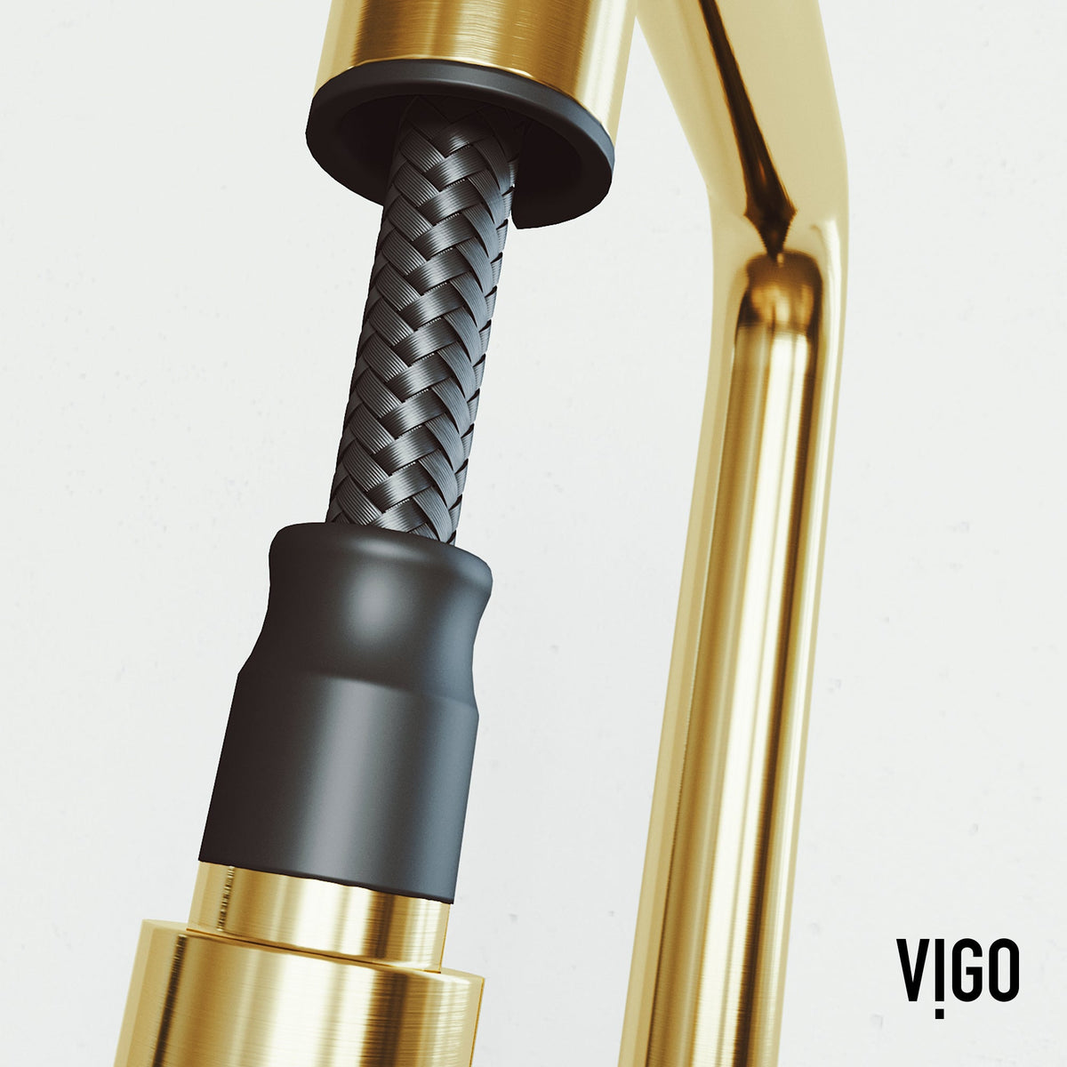 Brass kitchen faucet with lever handle, high-arc spout, and included mounting hardware