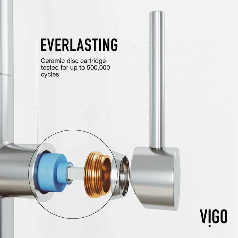 Modern deck-mounted faucet with ceramic disc cartridge and 360-degree swivel gooseneck spout