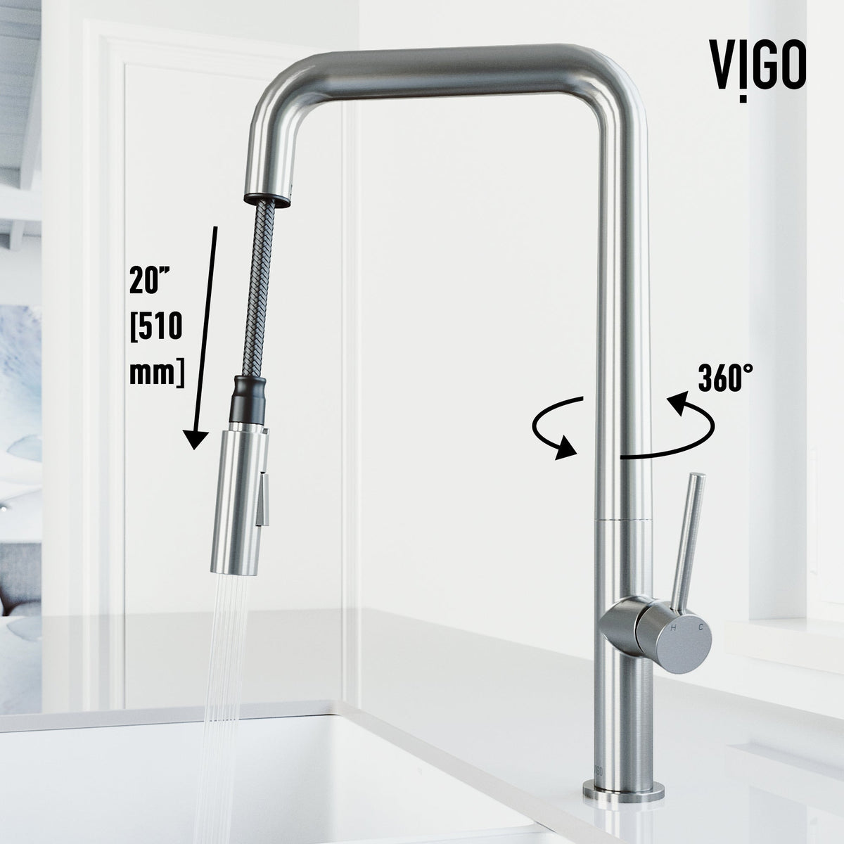 Deck-mounted kitchen faucet with lever handle and spot-resistant surface