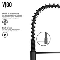 Brass kitchen faucet with ceramic disc cartridge and matte black finish, deck mount