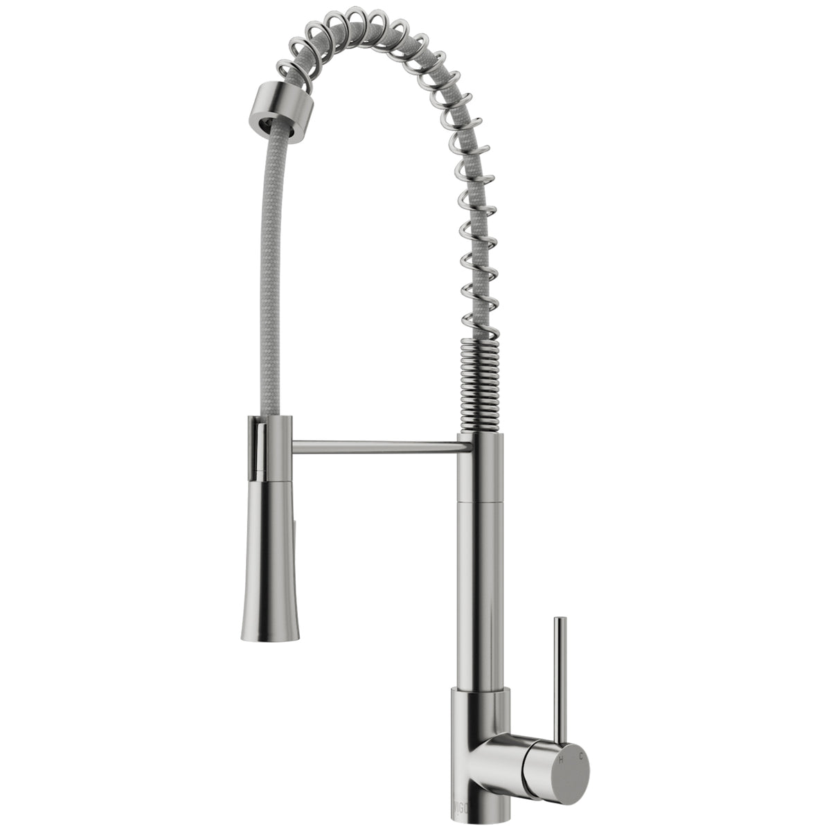 Modern deck-mounted kitchen faucet in stainless steel with ceramic disc cartridge and swivel spout