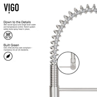Brass kitchen faucet with ceramic disc cartridge and stainless steel finish, deck mount