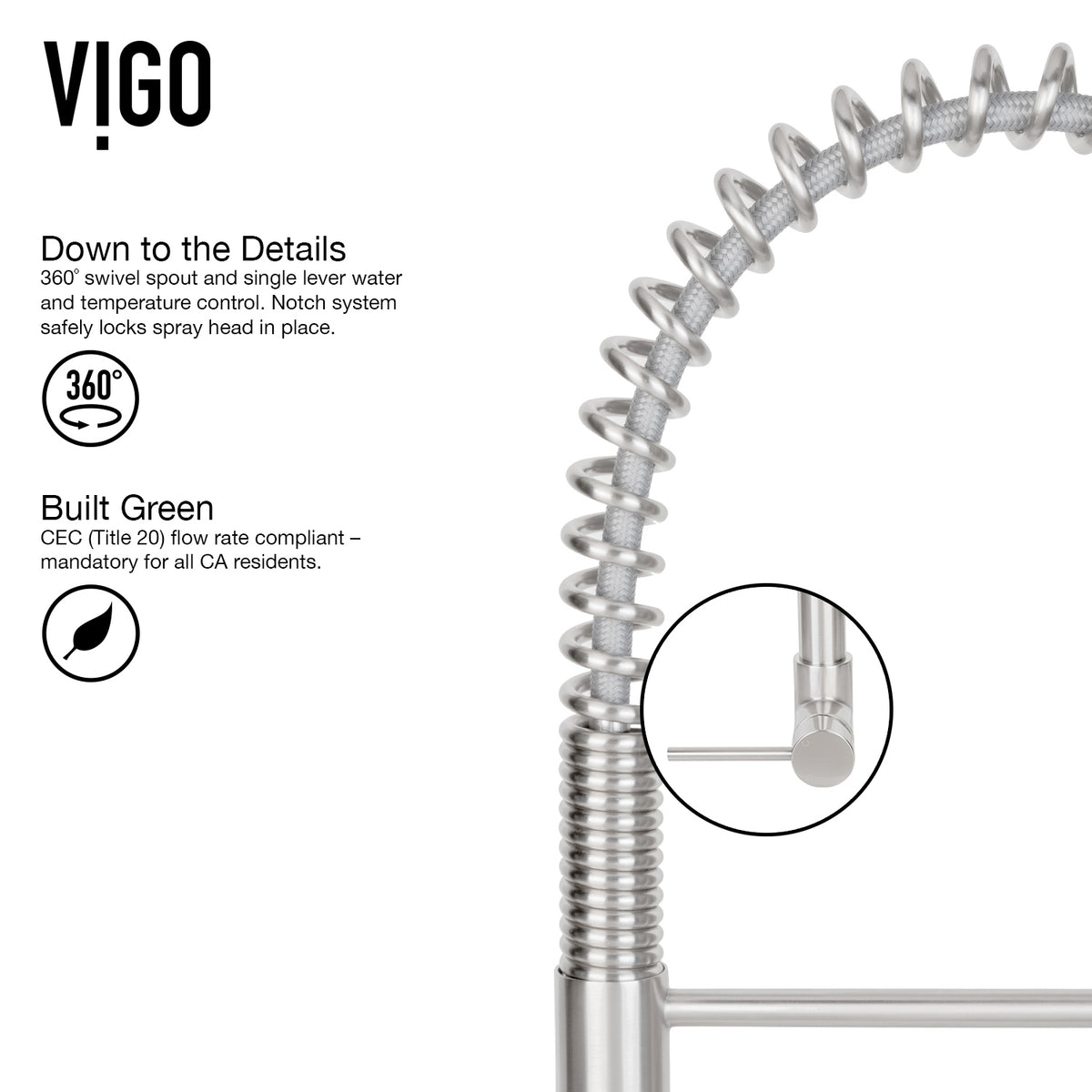 Brass kitchen faucet with ceramic disc cartridge and stainless steel finish, deck mount