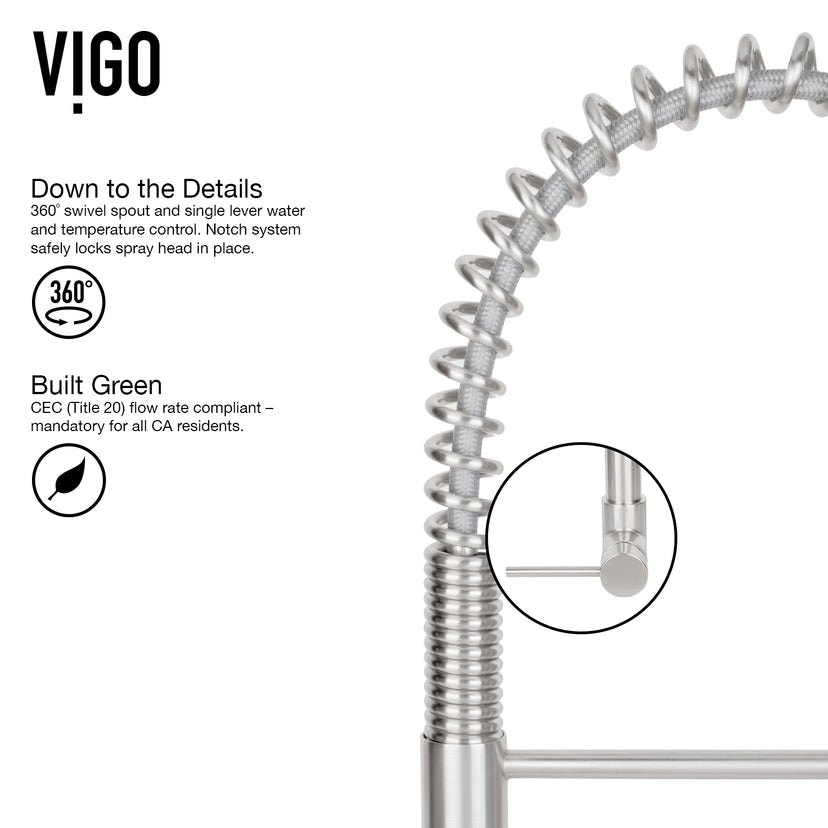 Brass kitchen faucet with ceramic disc cartridge and stainless steel finish, deck mount
