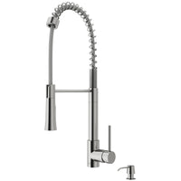 Laurelton Single Handle Pull-Down Sprayer Kitchen Faucet Set with Soap Dispenser in Stainless Steel