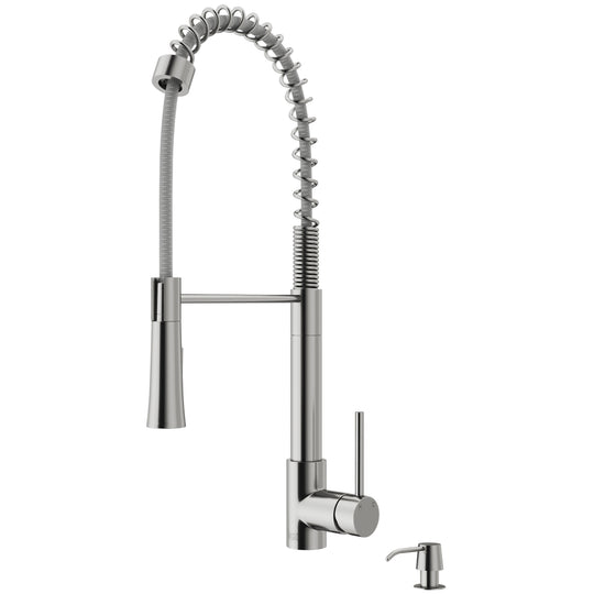 Laurelton Single Handle Pull-Down Sprayer Kitchen Faucet Set with Soap Dispenser in Stainless Steel
