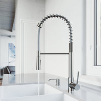 Laurelton Single Handle Pull-Down Sprayer Kitchen Faucet Set with Soap Dispenser in Stainless Steel